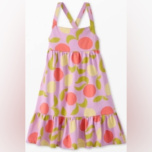 Hanna Andersson Other - Hanna Andersson Cotton Tiered Cross Back Lemon Orange Lilac Spring Dress 4